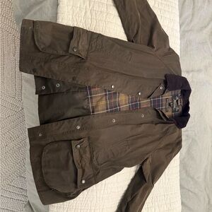 Barbour Olive Jacket with Plaid Lining